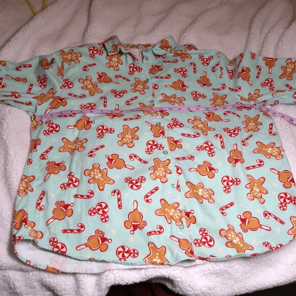 Mickey Disney Parks Christmas Flannel Pajama Top Sweet Treats XL Organic Cotton - Picture 12 of 14